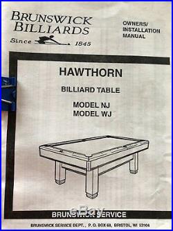 brunswick pool table manuals