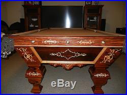 1875 Brunswick Brothers Pool Table 8' Oversize - Totally Restored
