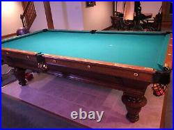 1880s BA Stevens 9ft. 3 piece slate antique pool table, Restored