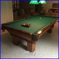1919 Brunswick Beautiful Arts and Craft Mission Pool Table 9 Feet Cues & More