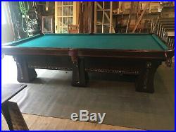 1920s Brunswick Billiards 10ft Arcade Pool Table 6 Legs 4 Chairs Cue Rack Etc