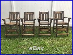 1920s Inlay Billiards Pool 4 Spectators Chairs Cue Rack Counter 7 Pc Set