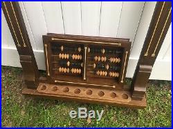 1920s Inlay Billiards Pool 4 Spectators Chairs Cue Rack Counter 7 Pc Set