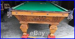 19th C. Oak And Rosewood Inlaid Pool Table