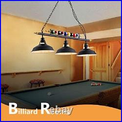 3-Light Billiard & Pool Table Lights, for 7'-8' Table with Black Matte Metal