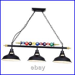 3-Light Billiard & Pool Table Lights, for 7'-8' Table with Black Matte Metal