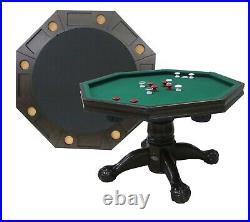 3 in 1 48 BUMPER POOL, POKER & DINING TABLE COMBO GAME +4 CHAIRS IN ESPRESSO
