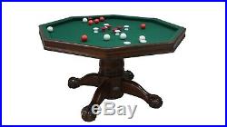 3 in 1 BUMPER POOL, POKER & DINING TABLE 48 OCTAGON COMBO GAME ANTIQUE WALNUT
