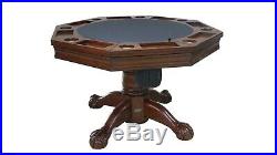 3 in 1 BUMPER POOL, POKER & DINING TABLE 48 OCTAGON COMBO GAME ANTIQUE WALNUT