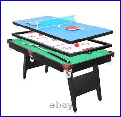 3 in 1 ComboGameTable Blue Pool Table/Billiard, Hockey, & Tennis, 65.7x35.4