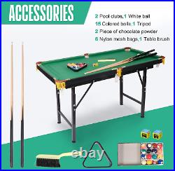 47/55 Folding Billiard Table Space Saving Pool Game Table for Kids and Adults