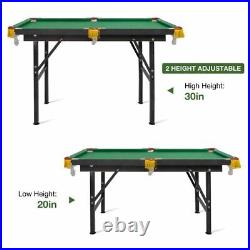47 Folding Pool Table Indoor Billiard Desk Game Set Cue Ball Chalk Brush Green
