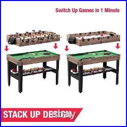 48 Combo Air Powered Hockey Foosball and Billiard Game Table Kids Adults