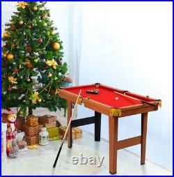 48 Inch Mini Table Top Pool Table Game Billiard Set, MDF + PVC +Red Velvet