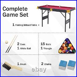 4Ft/4.5ft Folding Billiard Table Pool Table Kid Adults Mini Game Table with Tassel