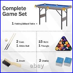 4Ft Folding Billiard Table Pool Table Kid Adults Mini Game Table 2 Cue Sticks