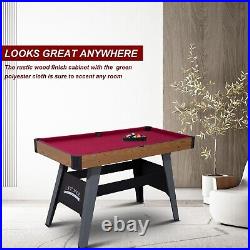 4Ft Pool Table Portable Billiard Table Kid Adult Mini Game Table 2 Cue Stick Red