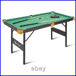 4.5Ft Folding Billiard Table Pool Table Kid Adults Mini Game Table 2 Cue Sticks