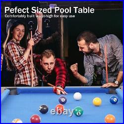 4.5Ft Pool Table Billiard Table Kid Adults Mini Game Table 2 Cue Sticks Blue