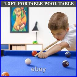 4.5Ft Pool Table Portable Billiard Table Kid Adults Mini Game Table 2 Cue Sticks