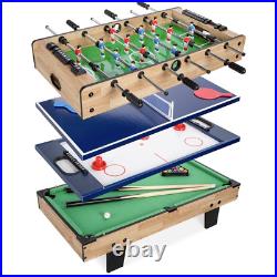 4-In-1 Multi Game Table, Childrens Arcade Set With Pool Billiards, Air Hockey, Foo