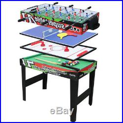 4-In-1 Multi Game Table Kids Indoor Activity with Table Tennis Billiard Foosball