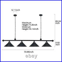 4 Light 70 Billiard Light, Hanging Pool Table Lamp for 8ft 9ft 10ft 11ft