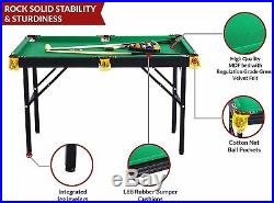 4' Pool Table Set Pool Cues Fun Family Games Lightweight Folding Billiard Table