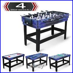 4 in1 Foosball Table Arcade Combo Table Tennis Table Multi Game Hockey Pool Blue