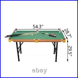 54.3 Folding Pool Table Billiard Desk Indoor Game Kids Cue Ball Chalk Brush