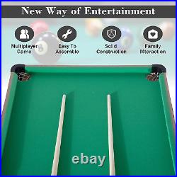 54 Folding Pool Billiard Table, Portable Pool Game Table with 2 Cue Sticks, 16