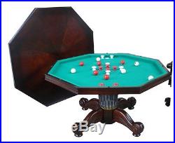54 OCTAGON 3 in 1 GAME TABLE BUMPER POOL, POKER & DINING in DARK WALNUT NEW