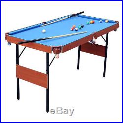 55'' Game Billiards Pool Table Cues & Ball Set Portable Foldable Outdoor Indoor