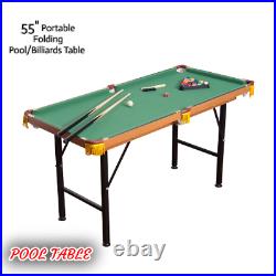 55 in. Portable Folding Pool & Billiards Table Mini Game For Kids Adults Cues