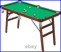 55-inch Folding Pool Billiard Table, Indoor, Outdoor Mini Pool Table Compact