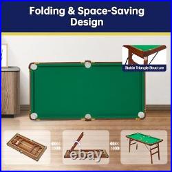 55-inch Folding Pool Billiard Table, Indoor, Outdoor Mini Pool Table Compact