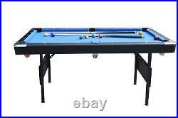 5.5 FT Billiards Table Portable Pool Table with Balls, 2 Cue Sticks and Chalk US