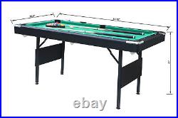 5.5ft Folding Pool Table, Portable Pool Table Kit with Billiard Balls Indoor Game