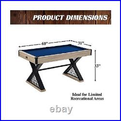 5' Brooks Drop Pocket Table With Pool Ball and Cue Stick Set X-form Table Legs