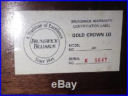 (5) Brunswick Gold Crown III For Pick Up Brooklyn Jean Balukas