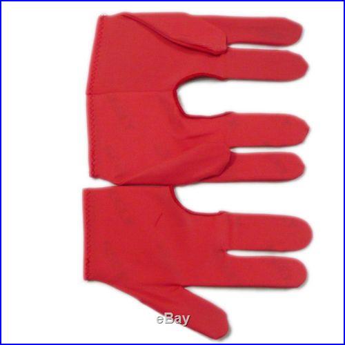 5 Pcs Red Billiards Pool Snooker Cue Shooters 3 Fingers Gloves New #C13RE