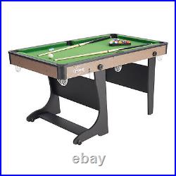 60 Folding Small Space Pool Table With Accessories And Locking Pin Green Cloth