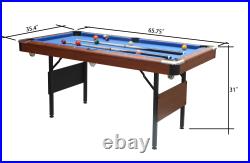 66inch Billirad Table Foldable Blue Velvet Cloth Pool Table For Family Game
