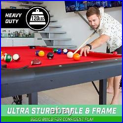 6Ft Portable Pool Table Includes Full Set of Balls, 2 Sticks, Chalk, Felt Brush