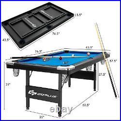 6' Billiard Table 76 Foldable Pool Table Perfect for Kids and Adults Blue
