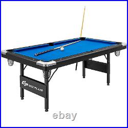 6' Billiard Table 76 Inch Foldable Pool Table Perfect for Kids and Adults Blue
