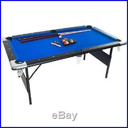6-ft Deluxe Blue Folding Billiard Pool Table with Complete Accessories by GSE