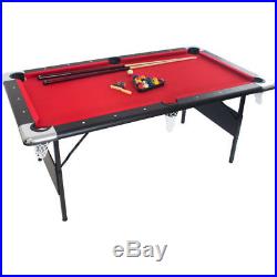 6-ft Deluxe Red Folding Billiard Pool Table with Complete Accessories by GSE