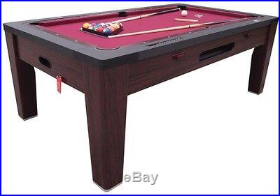 6 in 1 COMBO GAME TABLE~POOL~AIR HOCKEY~PING PONG~ROULETTE~POKER~DINING ~ WALNUT