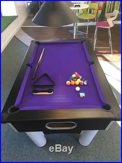 6ft DPT Freeplay Pool Table Black & Purple American billiard balls Used